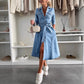 Langärmeliges Denim-Kleid mit Knopfleiste für Frauen