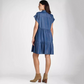 👗Damenkleid mit Revers und kurzen Ärmeln, plissiert, Button-Down