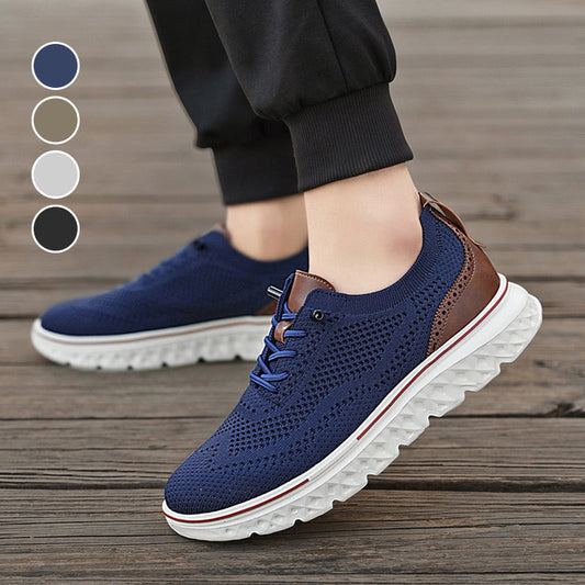 Atmungsaktive, leichte Strick-Sneaker für Herren mit Patchwork-Design