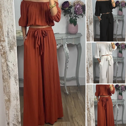 2-teiliges Set aus schulterfreiem Oberteil und Hose für Damen