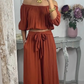2-teiliges Set aus schulterfreiem Oberteil und Hose für Damen