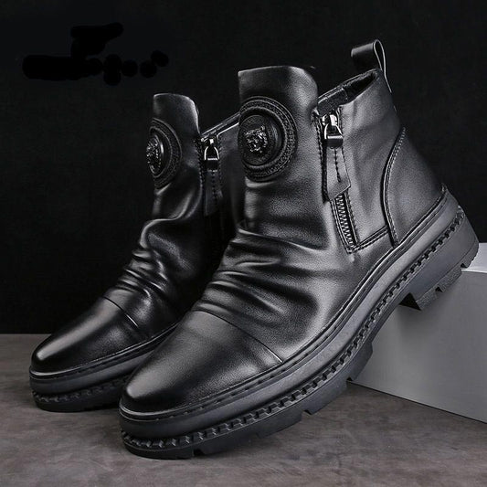 🔥 Klassische Herren Lederstiefel mit seitlichem Reißverschluss - [Bestes Geschenk]