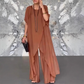 Damen-Set aus asymmetrischem Oberteil und lockerer Hose