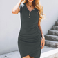 Damen Freizeit-Wickelkleid mit Raffung in Mini-Länge