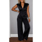🔥Damen elegantes Set: Oberteil mit V-Ausschnitt und Hose