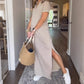 Damen Blusenkleid in Maxilänge mit Seitenschlitz