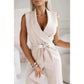 ☀️Frauen ärmelloser V-Ausschnitt Solid Jumpsuit🕊️
