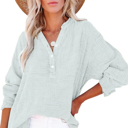 ⏳Begrenzte Zeit 50% Rabatt💥2026 Neue lässige Langarm-Mesh-Bluse mit Knopfverschluss für Damen