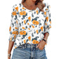 Lässiges bedrucktes Damen-Rundhals-Top