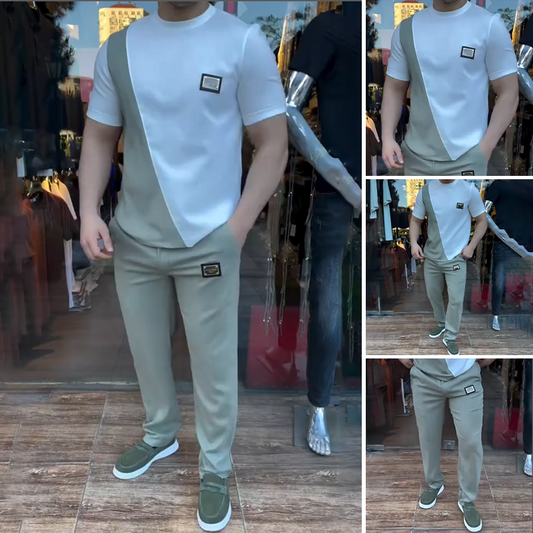 Lässiges Set mit Rundhalstop und Hose für Herren