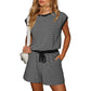 Gestreiftes Damen-Top mit langen Ärmeln Shorts 2-tlg