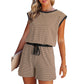 Gestreiftes Damen-Top mit langen Ärmeln Shorts 2-tlg