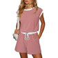 Gestreiftes Damen-Top mit langen Ärmeln Shorts 2-tlg