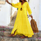 Damen lockeres Maxikleid mit V-Ausschnitt