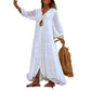Damen lockeres Maxikleid mit V-Ausschnitt