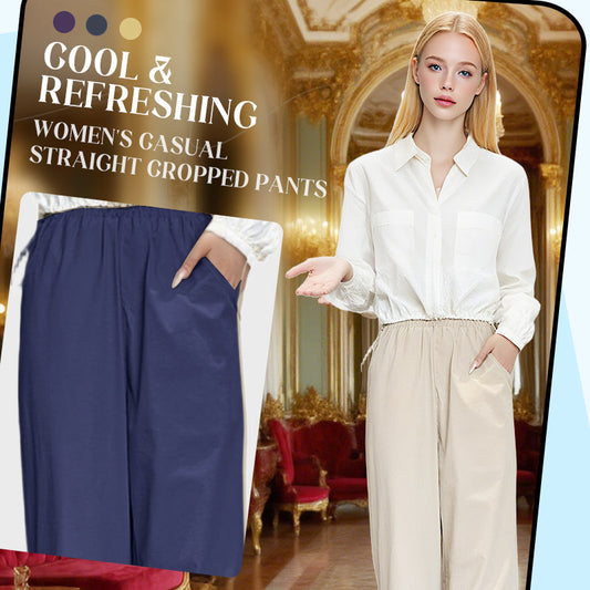 Damen Casual Straight Cropped Pants