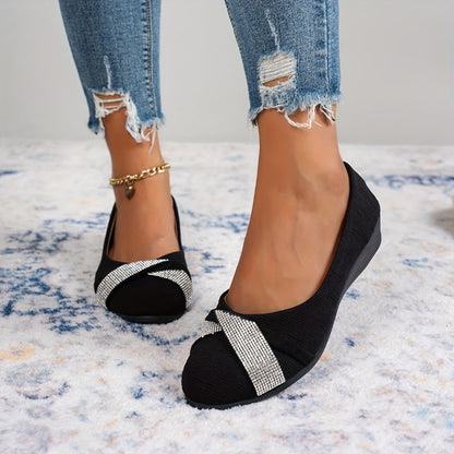 💃Leichte, modische Damenschuhe mit Strass und Keilabsatz