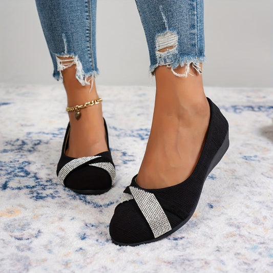 💃Leichte, modische Damenschuhe mit Strass und Keilabsatz