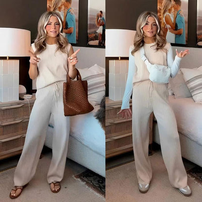 Lässiges ärmelloses Damen-Top und Hosen-Set