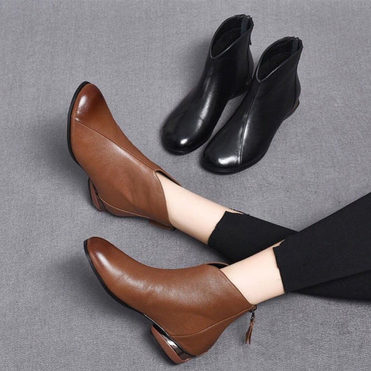 Damen-Stiefel aus PU-Leder mit Fleecefutter