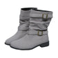 Damen-Ankle-Boots aus Denim mit Schnallenriemen