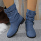 Damen-Ankle-Boots aus Denim mit Schnallenriemen