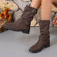 Damen-Ankle-Boots aus Denim mit Schnallenriemen