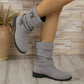 Damen-Ankle-Boots aus Denim mit Schnallenriemen