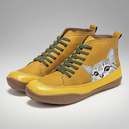 Schicke, bequeme Schuhe mit lustigem Katzenprint