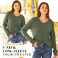 Damen-Pullover mit V-Ausschnitt und langen Ärmeln in Uni-Farbe
