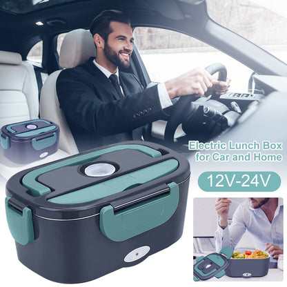 📢📢60 % Rabatt!! ⏰Mobile elektrische Brotdose – Für Auto & Haushalt, Steckdosenbetrieb, Edelstahl-Innenbehälter 🔌🍱