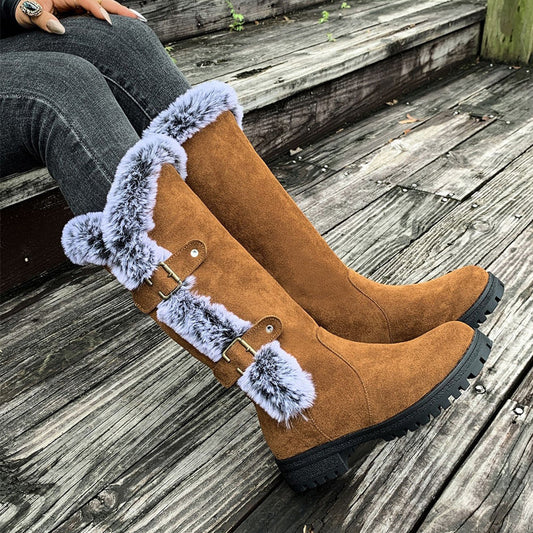🔥 Mega Sale – Bis zu 60% Rabatt 🔥 Damen Schneestiefel in mittlerer Wadenhöhe mit dicker Kunstplüsch-Fütterung