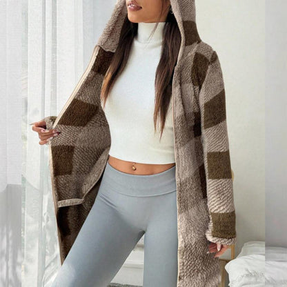 🍂🧥Karierte Kapuzenjacke für Damen mit Reißverschluss✈Versandkostenfrei