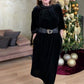 Damen Samtkleid mit langen Ärmeln in A-Linie