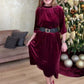 Damen Samtkleid mit langen Ärmeln in A-Linie