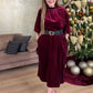 Damen Samtkleid mit langen Ärmeln in A-Linie