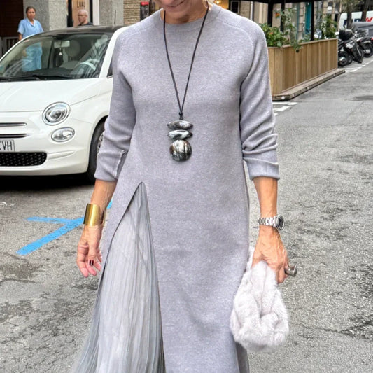 Elegantes Strick-Midikleid für Damen mit Seitenschlitz