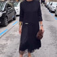 Elegantes Strick-Midikleid für Damen mit Seitenschlitz
