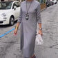 Elegantes Strick-Midikleid für Damen mit Seitenschlitz