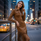 Retro-Midi-Kleid für Damen mit Reißverschluss und Quaste