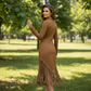 Retro-Midi-Kleid für Damen mit Reißverschluss und Quaste