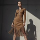 Retro-Midi-Kleid für Damen mit Reißverschluss und Quaste