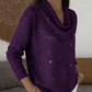 Glitzer Langarmshirt mit Wasserfallausschnitt