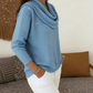 Glitzer Langarmshirt mit Wasserfallausschnitt