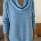 Glitzer Langarmshirt mit Wasserfallausschnitt
