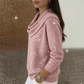 Glitzer Langarmshirt mit Wasserfallausschnitt