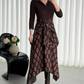 Taillenbetontes Midi-Kleid in A-Linie mit Bindebändern