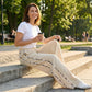 Damen Freizeithose mit weitem Bein und Kordelzug