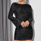 Damen Glitzer-Minikleid mit langen Ärmeln
