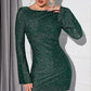 Damen Glitzer-Minikleid mit langen Ärmeln